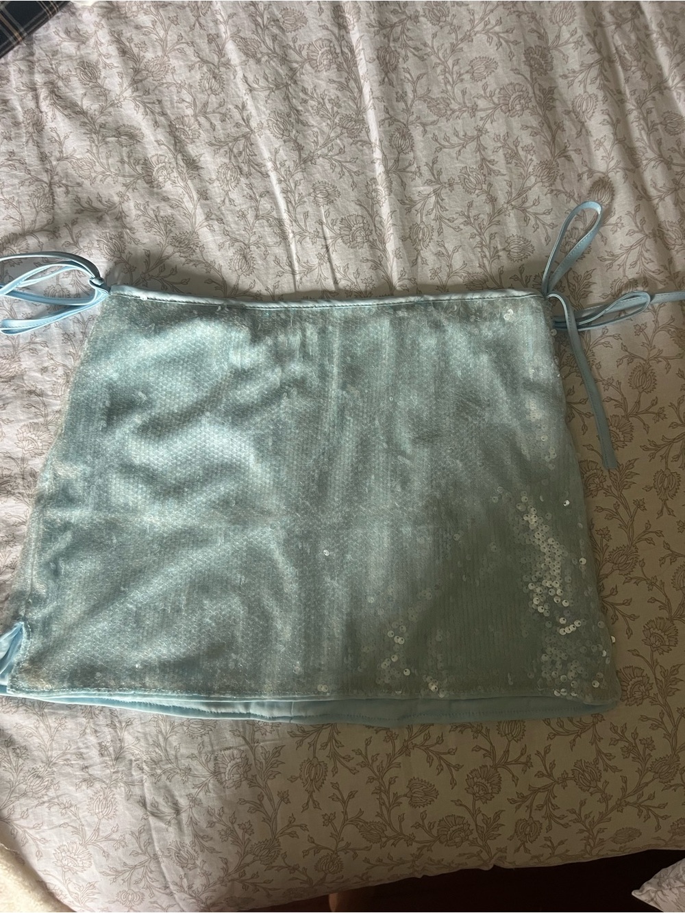 SHEIN Light Blue Sequin Mini Skirt